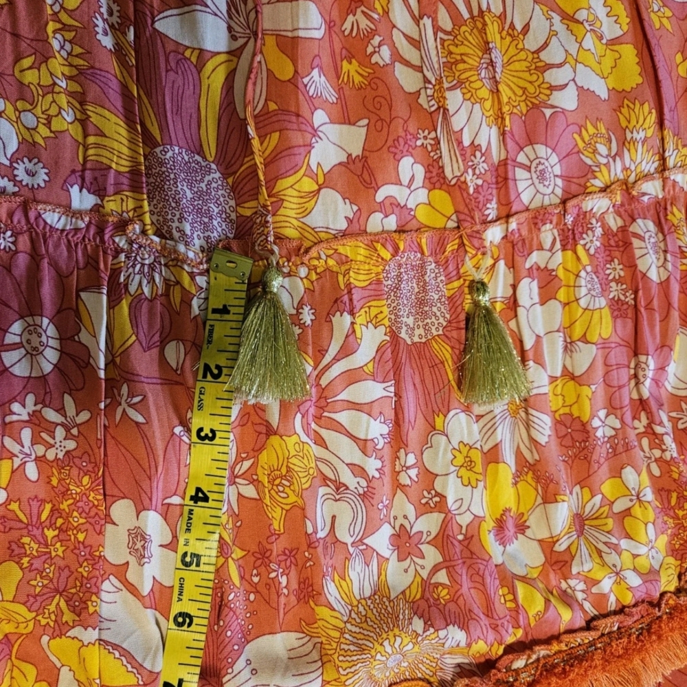 Floral Maxi Skirt in Orange mutlicolor-Size Medium - Picture 13 of 16